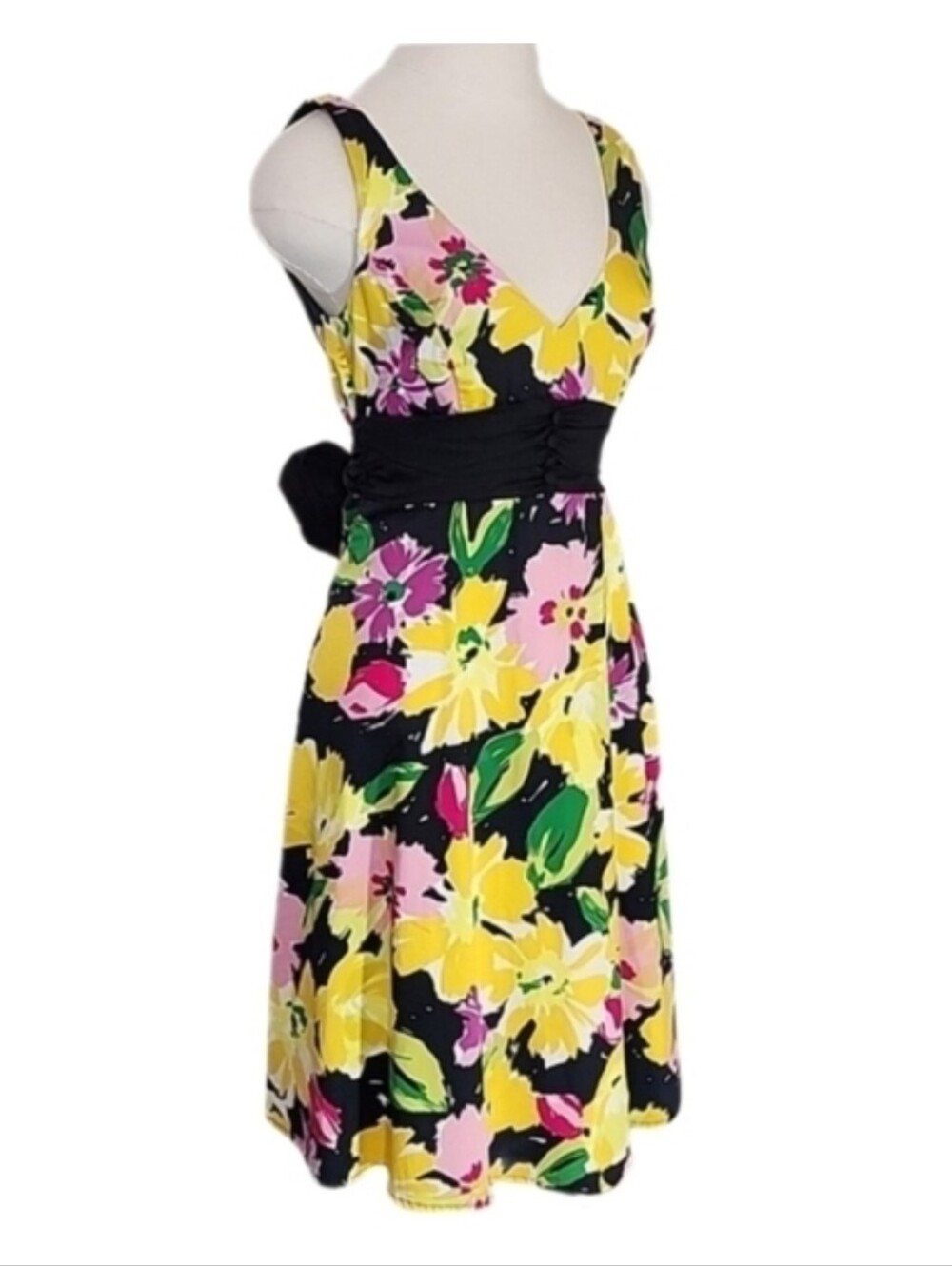 B.Smart Dress Cotton Floral Sleeveless Black Size 8